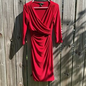 Lauren Ralph Lauren Vibrant Red Long Sleeve Dress